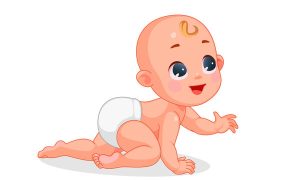 Baby in Diaper Cartoon